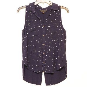 Rock and Republic Navy Star Patterned High-Low Tank Top